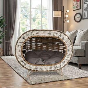 Новая дизайнерская лежанка для животных из плетеной ивы: уютное домашнее место для кошек и мягкая квадратная лежанка для собак - Product Image 5