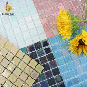 Swimming Pool Tile Glass Mosaic 2022 Foshan Hot Selling 25*25mm Glass White Swimming Pool Tiles Rainbow Mosaic