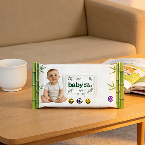Lingettes pour bébé biodégradables, organiques, non parfumées, 80 pièces, lingettes nettoyantes pour le visage et les mains, lingettes antibactériennes - Product Image 4