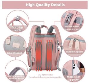 Sac à dos à langer grande capacité avec station de change, sangles pour poussette et port de chargement USB – Idéal pour les sorties avec bébé (Échantillon gratuit) - Product Image 5