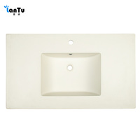 Lavabo rectangulaire en pierre de quartz blanc moderne, poli, conçu spécifiquement pour les salles de bains et les toilettes