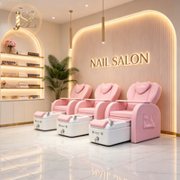 Fauteuil de pédicure électrique professionnel pour salon et spa, avec fonction de massage des pieds et du dos inclinable, rose