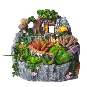 Maceta <span class=keywords><strong>de</strong></span> Resina al por Mayor para Plantas Suculentas, Mini <span class=keywords><strong>Casa</strong></span> Contenedor <span class=keywords><strong>de</strong></span> Jardín <span class=keywords><strong>de</strong></span> Hadas con 2/3 Macetas para Hogar/Oficina - Product Image 1