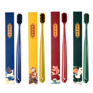 Benoit Trendy Toothbrush Adult Volcanic Carbon Bristle Clean <b>Gums</b> Individual Gift Box 4 Pieces - Product Image 5