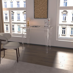 Bureau en acrylique, <span class=keywords><strong>table</strong></span> d'ordinateur ergonomique, matériau épaissi de 15 mm/0,63 pouce, montage facile pour bureau, salon, chambre à coucher - Product Image 4