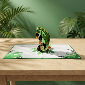 Carte pop-up 3D en papier fait main tendance, motif animal gecko vert, impression offset, logo personnalisé, cadeau promotionnel Thanksgiving - Product Image 4