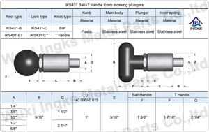 IKS431-BT T-Griff <span class=keywords><strong>Index</strong></span> ier kolben Schnell verschluss Feder belasteter Zug verriegelung stift - Product Image 5