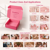Boîtes d'expédition en carton ondulé rose au design attrayant et personnalisé, boîte de livraison par abonnement mensuel