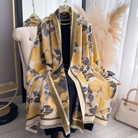 Nouvelle Collection 2027 : Écharpe d'hiver pour femme, motif floral, chaude, coupe-vent, avec pompons, longue, effet cachemire, châle élégant