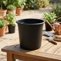 Grand pot de fleurs de jardin classique en résine plastique noire, épaissi, de type gallon, pour roses et hortensias, avec contrôle racinaire respirant et trou de drainage