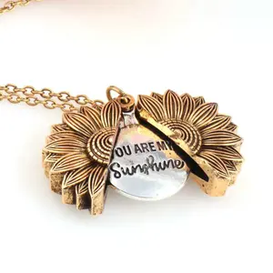 Özel benim güneşim varsın açık madalyon ayçiçeği kolye kolye kadınlar için