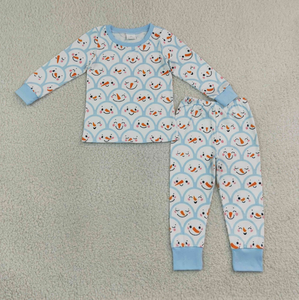 Pyjama ensembles pour bébés garçons, motif bonhommes de neige bleus de Noël, style chinois, barboteuse zippée, vêtements - Product Image 6