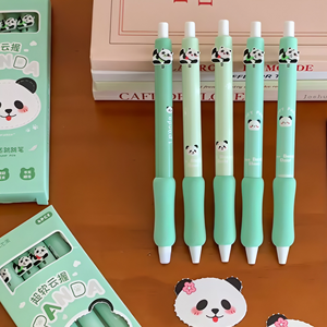 Stylo gel <span class=keywords><strong>à</strong></span> action poussoir au design panda mignon avec breloque panda sautillant, grip en éponge douce, pointe AS pour une écriture fluide, idéal pour l'école et le bureau - Product Image 2