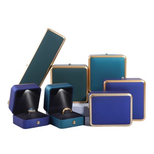 Wholesale LED Light Jewelry Box, Gold <b>Edge</b>, Red/Green, Bangle, Bracelet, Ring Storage - Product Image 1