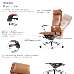 Wholesale Customizable Executive Leather Office Chair High Back Ergonomic Luxury Modern Swivel <b>Desk</b> Chair - Product Image 5