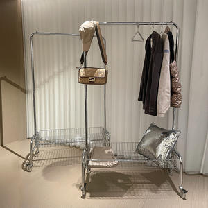 Milieuvriendelijk Beweegbare Kapstok Kleding Drogen En Opslag Rack Met Mand Slaapkamermeubilair <span class=keywords><strong>Trolley</strong></span> - Product Image 1