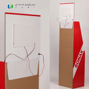 Custom Promotion FSDU Corrugated Paper Floor <strong>Display</strong> Stand Foldable Rotating for Electric Product Clothing Garment Retail Store - Product Image 5
