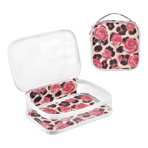 กระเป๋าใส่เครื่องสำอางแบบใสลายเสือดาวสีชมพูวินเทจ ฮาวาย คัสตอม ปัวเคนิเคนิ ไล  แบบ 2 ชิ้น สำหรับเดินทาง - Product Image 3