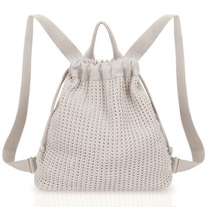New Hollowed-out Woven <b>Bags</b> Durable Drawstring <b>Beach</b> <b>Bag</b> Autumn Winter Woven Shoulder Tote Crossbody Backpack - Product Image 2