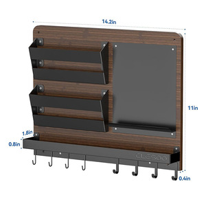 Clesoo Mail Organizer Wall Mounted Key Rack 3 Tier <b>Shelf</b> Entryway Storage With Magnetic Board And <b>Hooks</b> For Home Use - Product Image 5