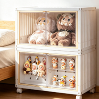 Armario de Almacenamiento Plegable Multifuncional, Caja Organizadora de Plástico Transparente Apilable con Puerta para Ropa, Juguetes, Libros, Armario del Hogar