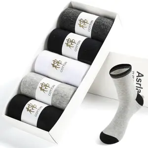 Wholesale Men's Spring Medium Tube Business Socks Summer Boxed Cotton Boat Socks Women's Striped Socks