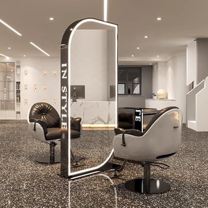 Nouvelles stations de coiffure avec miroirs ovales double face et chaise de coiffage pour salon de coiffure - Product Image 3