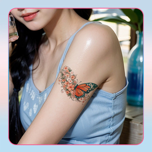 สติกเกอร์ลาย<span class=keywords><strong>สัก</strong></span>แบบชั่วคราวสำหรับผู้หญิง<span class=keywords><strong>ที่</strong></span>มีเสน่ห์ขนาดเล็กและมีชีวิตชีวาสำหรับหลัง<span class=keywords><strong>คอ</strong></span>แขนขาหน้าและหลังผีเสื้อ - Product Image 2
