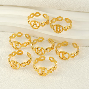 Zogxin Letter Ring 18K Gold Plated Adjustable Women's Fashion Jewelry Gift - Product Image 3