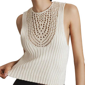 Femmes décontracté Slim Fit été couleur unie <span class=keywords><strong>tricot</strong></span> gilet taille libre <span class=keywords><strong>sans</strong></span> manches Style coréen à la mode <span class=keywords><strong>pull</strong></span> motif décoration - Product Image 5