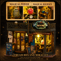 Maison de poupée en bois Magic City, kit de maison miniature DIY, mini maison de poupée, kit de coin lecture, puzzle en bois 3D, ornements de château paysager