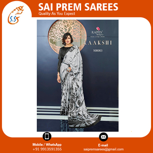 Nueva moda satén Crape saris de seda India Elegante ropa india y pakistaní para ocasiones especiales - Product Image 4