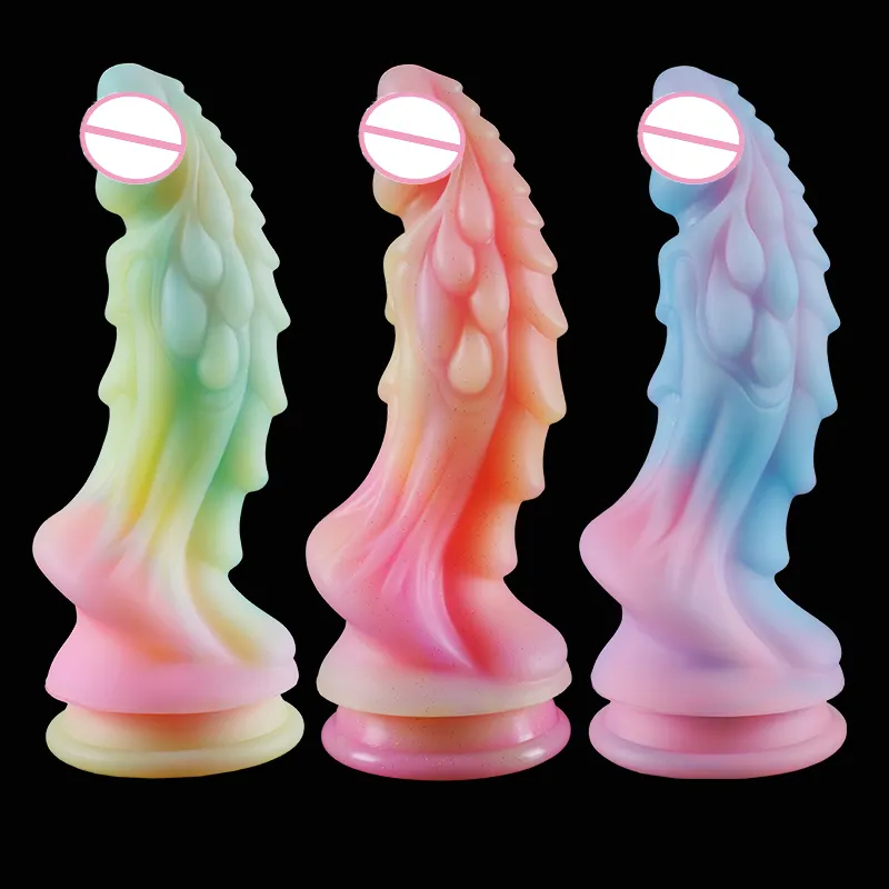 Super Soft Luminous Animal Penis Kirin Dildo Adult Sex Toys For Woman Monster Dick Suction Cup Anal Toy Male Female Masturbation