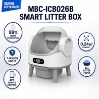 Bac à litière intelligent pour chat, grande capacité 68L, en ABS, écologique, désodorisation à 99%, contrôle automatique sans odeur, contrôle par application, forme carrée