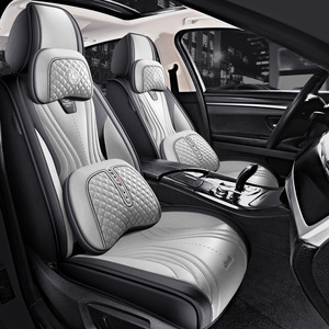 Fundas de Asiento de Coche de PU de Lujo, Impermeables, Antideslizantes, Duraderas, Universales, para Cinco Asientos, para Todas las Estaciones, con Cojines y Almohadas - Product Image 2