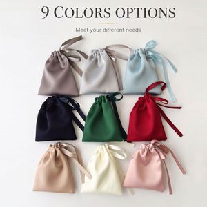Pochette à cordon en faux satin rose pour bijoux, bague, boucles d'oreilles, sac cadeau pour pièces de monnaie, emballage élégant, léger, portable, logo personnalisé - Product Image 6