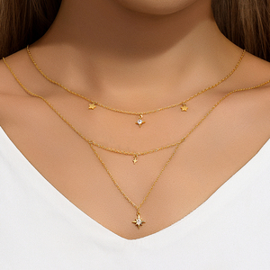 สร้อยคอเงินแท้ 925 รูปดาวสี่แฉกสวยงาม ดีไซน์สองชั้น ใช้ได้หลากหลายแบบ - Product Image 3