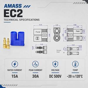 ขั้วต่อ Amass <span class=keywords><strong>EC2</strong></span> ขนาด 2 มม. ชุบทอง 15A แบบปลั๊กกล้วย ของแท้ 100% พร้อมจัดส่ง ปริมาณสั่งซื้อขั้นต่ำน้อย สำหรับแบตเตอรี่ของเฮลิคอปเตอร์บังคับวิทยุและของเล่นโมเดล - Product Image 4