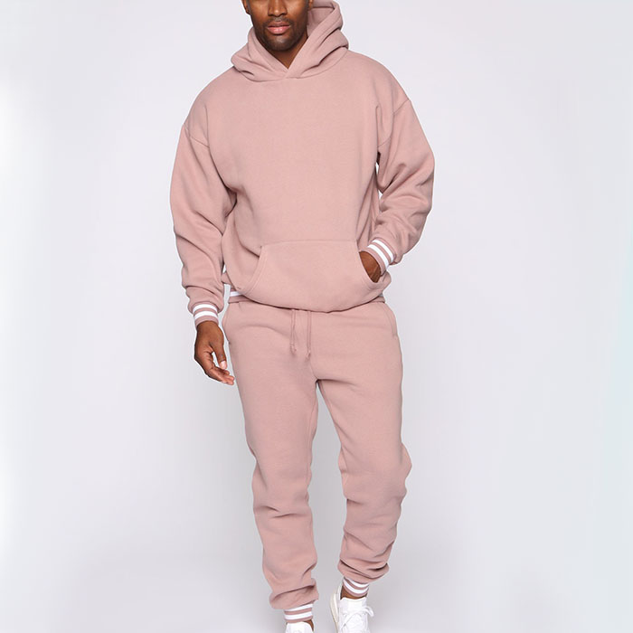 Custom Cotton Sports Plus Size Men's Jogger Sweatsuit Gym Plain Fleece Winter Pink Jogging Hoodies Mens Tracksuit Set