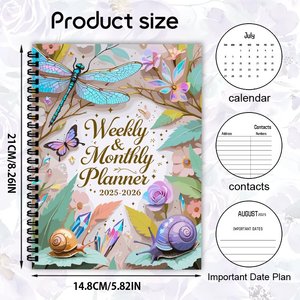 Kế hoạch máy tính xách tay cổ điển hoa chuồn chuồn máy tính xách tay màu xanh đậm thực vật Tạp Chí thực vật hoa Tạp Chí xoắn ốc máy tính xách tay - Product Image 4