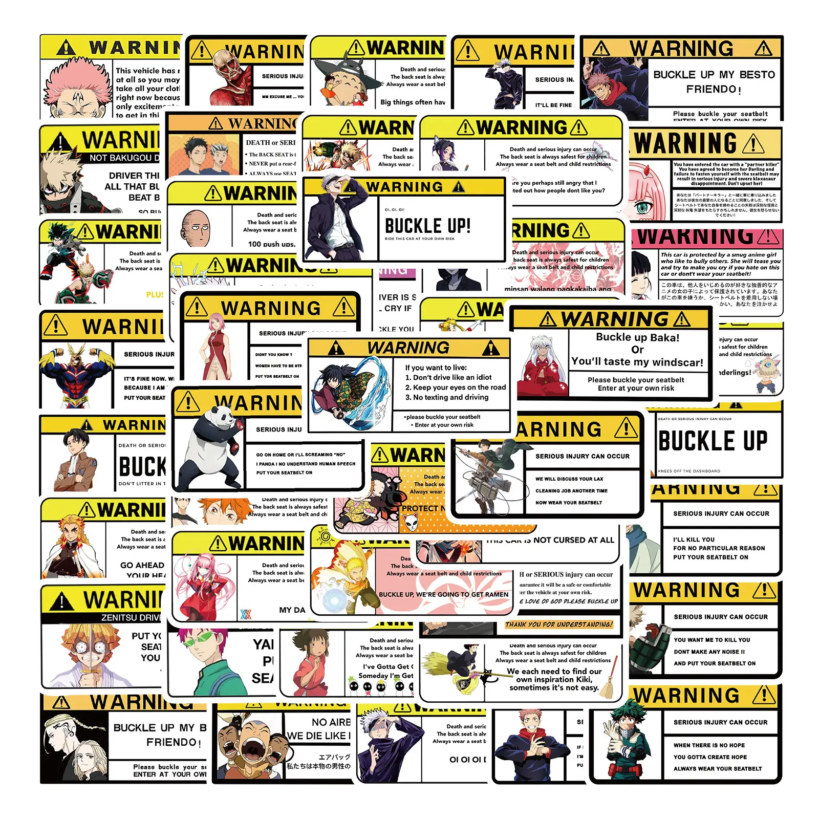 Hoyo 50 Stks/pak Anime-Waarschuwingsstickers, Voorzichtigheid Aan Bordtip Adviseert Notitiestickers Stickers