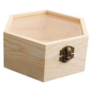 Hexagonal Wooden <b>Box</b> <b>With</b> Glass <b>Lid</b> Pine Wood Storage Jewelry Organizer Desktop <b>Small</b> Ornament <b>Box</b> Customizable Size Capacity - Product Image 4