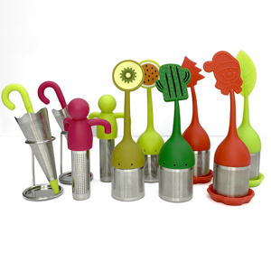 Kerstpromo Cadeau Roestvrijstalen Thee-Infuser Zeef Met Siliconen Handvat Keukenaccessoires Metaal Materiaal - Product Image 1