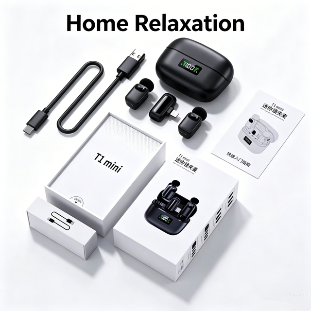 T1 Mini Wireless Lapel Microphone with Charging Case AI Noise Cancelling Voice Changer for Live Streaming Recording