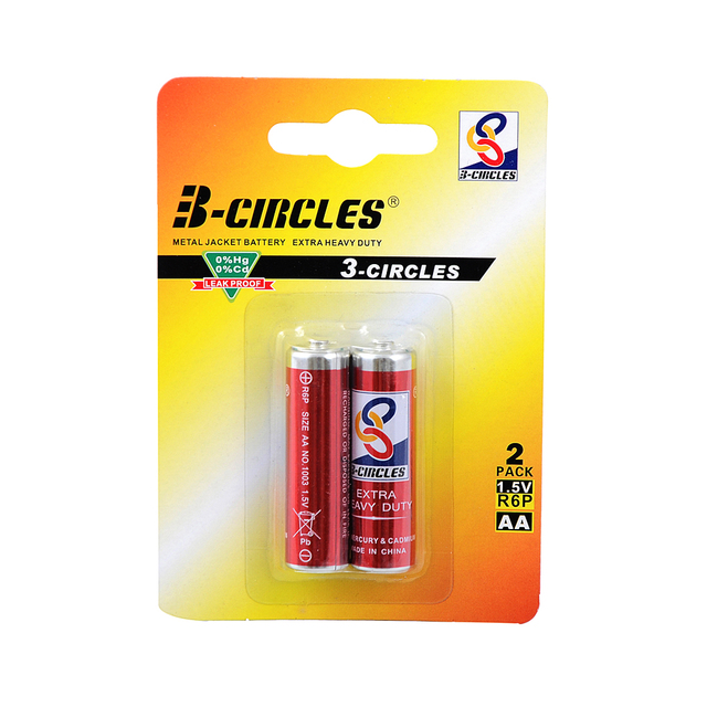 3-Circles R6 AA 1.5V Zinc Carbon Battery 1.2Wh for Home Appliances Power Tools Toys & Consumer Electronics