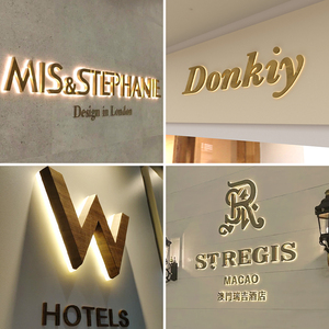 Biển chữ nổi ngoài trời bằng thép không gỉ 3D, mạ vàng xước, có đèn <span class=keywords><strong>LED</strong></span> chiếu sáng - Product Image 6