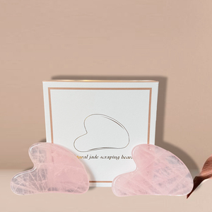 La migliore vendita di giada Gua Sha Set in pietra Private Label quarzo rosa Gua Sha massaggiatore viso all'ingrosso Jade Guasha SKincare strumento - Product Image 5