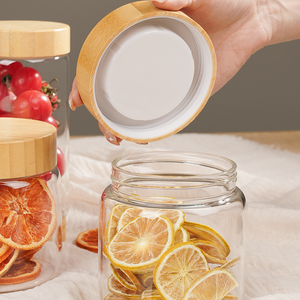 Pot en verre hermétique vide de 300 ml, 480 ml, 750 ml avec couvercle à vis en bambou, 16 oz, pour salade, yaourt, collations, épices, fruits secs - Product Image 5