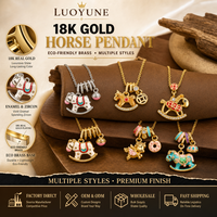 LUOYUNE Adorable Collier Pendentif en Laiton Plaqué Or 18K avec Breloques Cheval en Zircon Cubique, Cadeaux d'Anniversaire, Vente en Gros