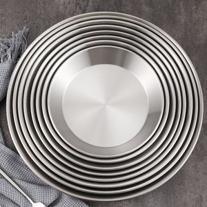 Plat à pizza rond en acier inoxydable 304, fond plat, couleur or/argent, pour la préparation des aliments - Product Image 4